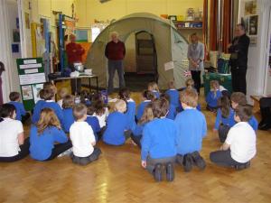 Children at Horton in Ribblesdale Primary School find out about the Shelterbox